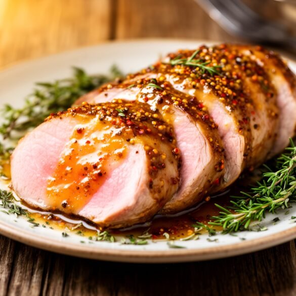 Savory Spicy Herb-Crusted Pork Tenderloin with Sweet Maple-Mustard Glaze