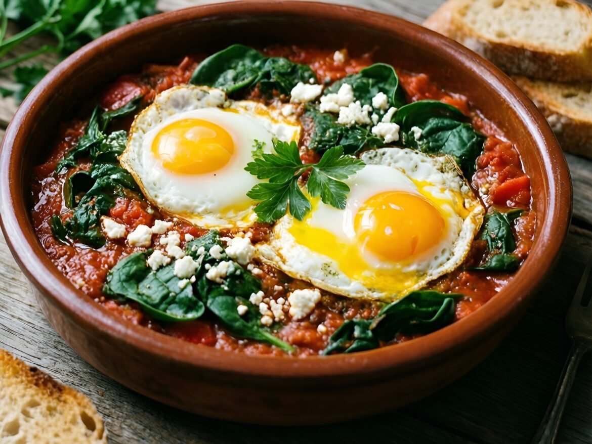 Savory Spinach-Feta Shakshuka Bowls
