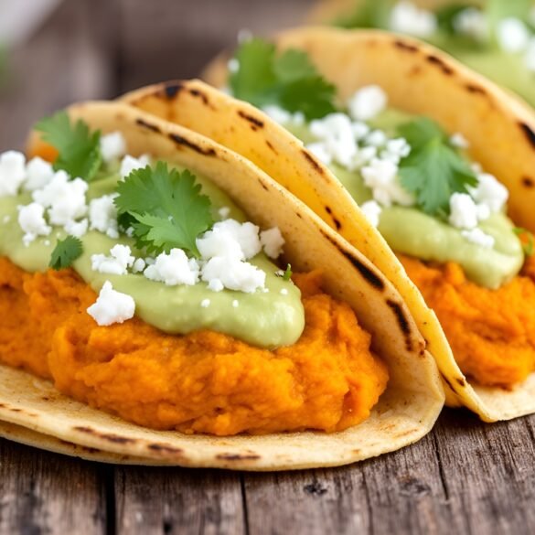 Spiced Pumpkin-Chipotle Breakfast Tacos with Avocado Crema