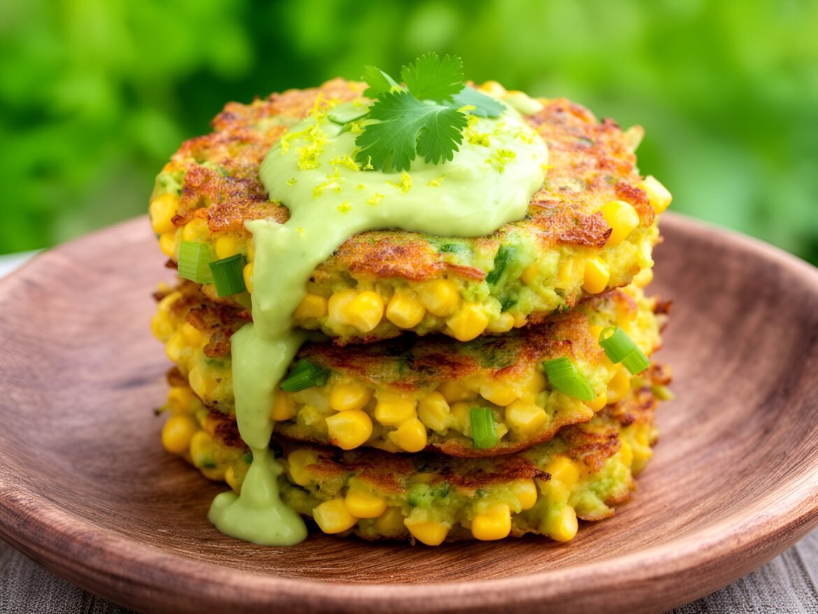 Spicy Chili-Infused Corn Fritters with Creamy Avocado Dip
