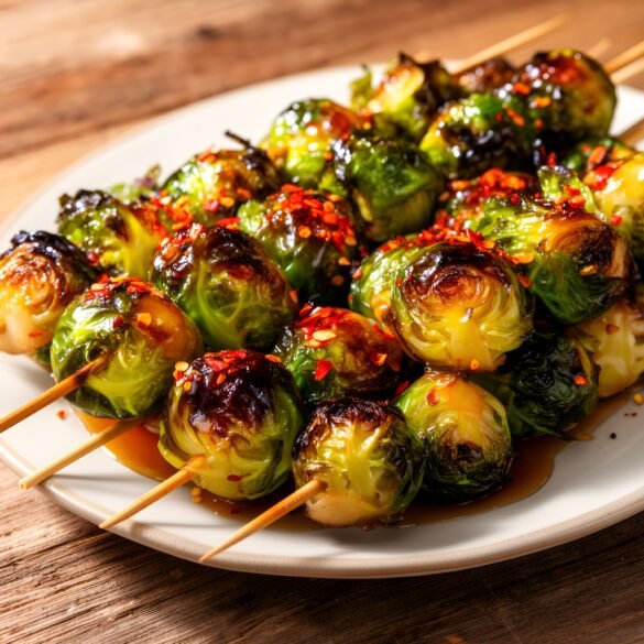 Sweet and Spicy Maple-Caramelized Brussels Sprouts Skewers