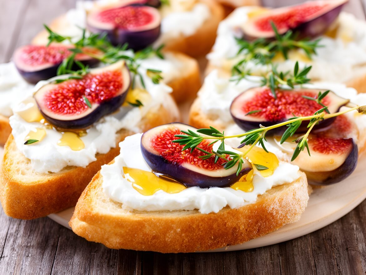 Tangy Goat Cheese and Honey Fig Crostini
