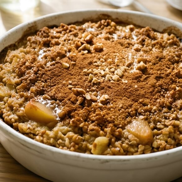 Warm and Wholesome Cardamom-Spiced Apple Oatmeal Bake with Crunchy Topping