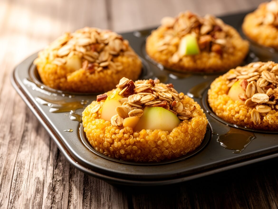 Warm Cinnamon Apple Quinoa Cups with Crunchy Topping