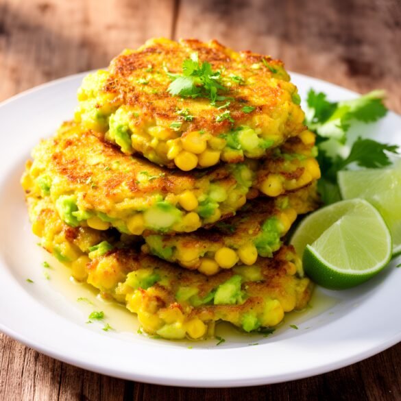 Zesty Avocado-Cilantro Corn Fritters with a Kick of Lime