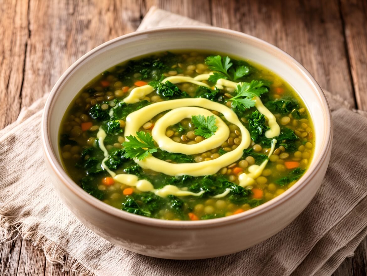 Zesty Lemon-Infused Hearty Lentil and Kale Soup