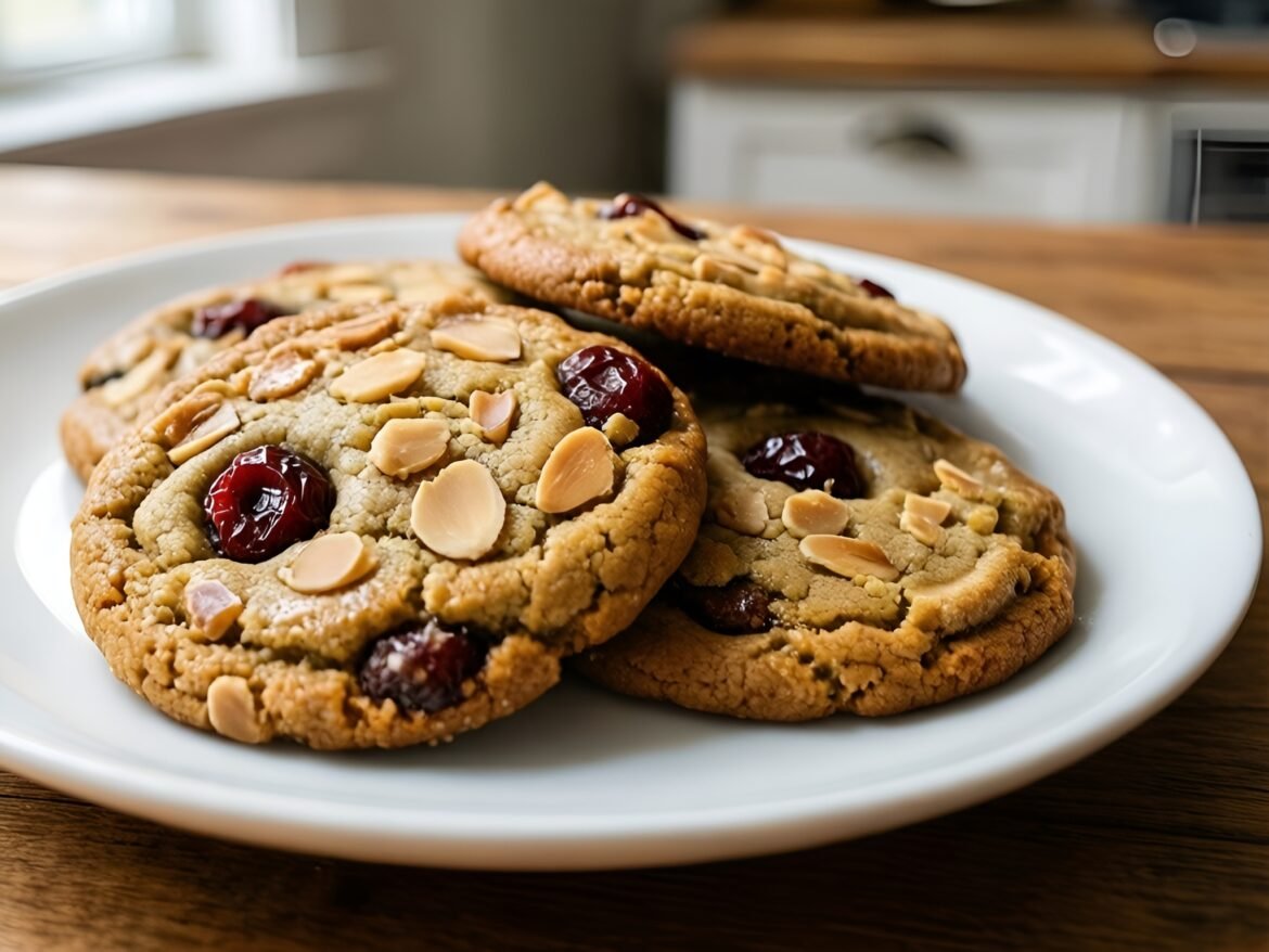 Brown Butter Cookies with Toasted Almonds and Cherries