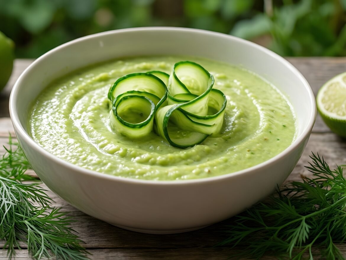 Chilled Avocado-Dill Soup with Fresh Cucumber Ribbons