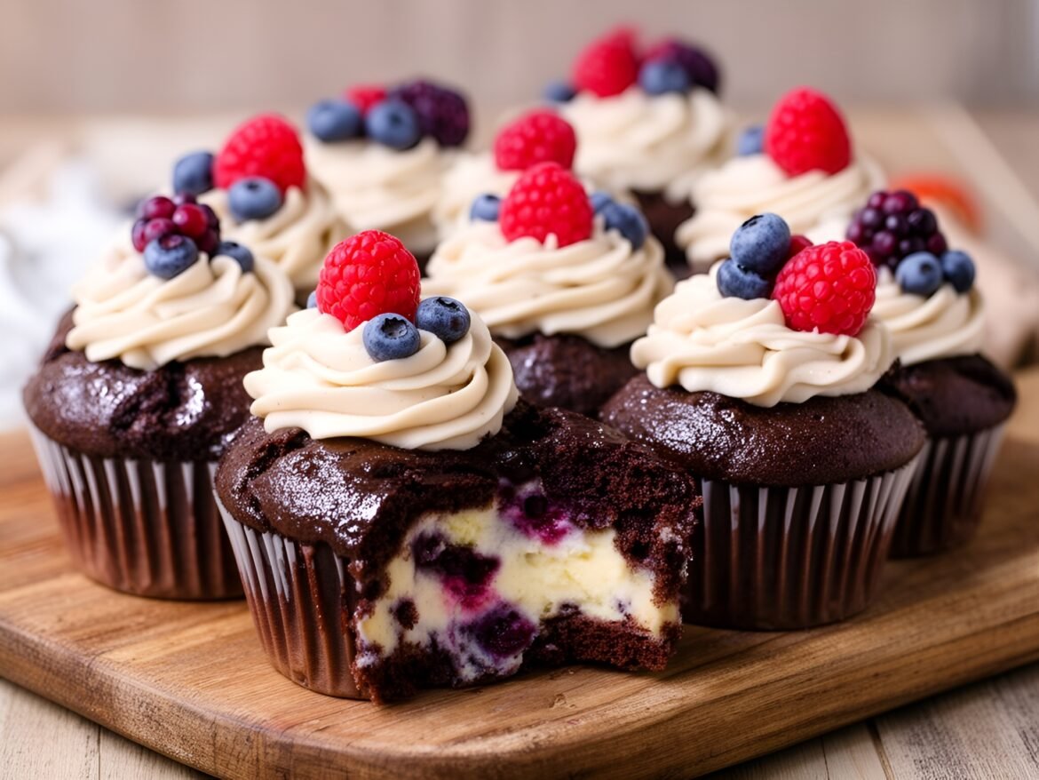 Choco-Berry Cheesecake Stuffed Cupcakes