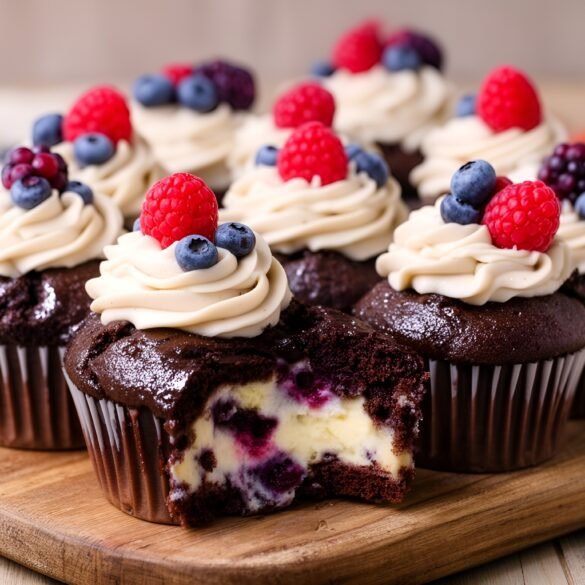 Choco-Berry Cheesecake Stuffed Cupcakes