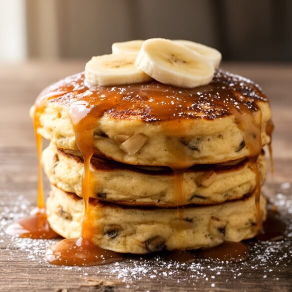 Cinnamon-Bourbon Glazed Banana Flapjacks