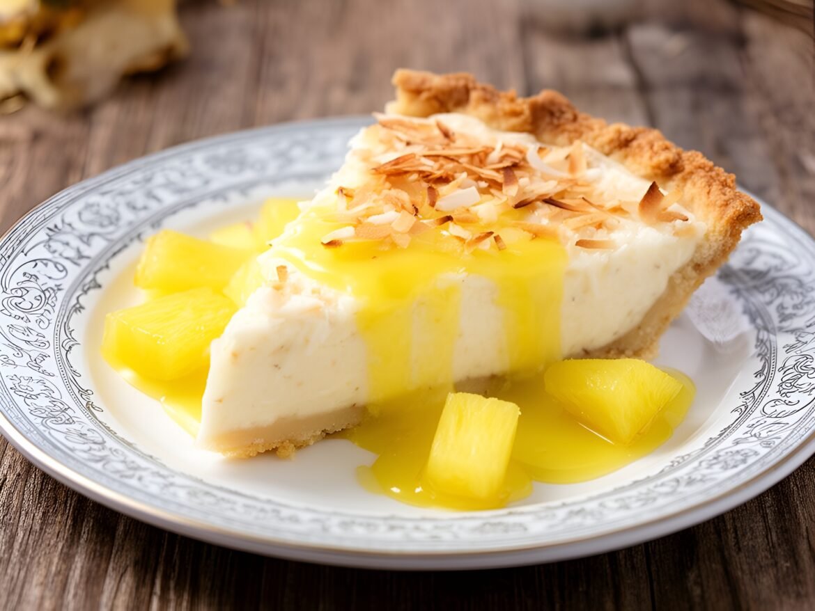 Coconut Dream Pie with Pineapple Drizzle