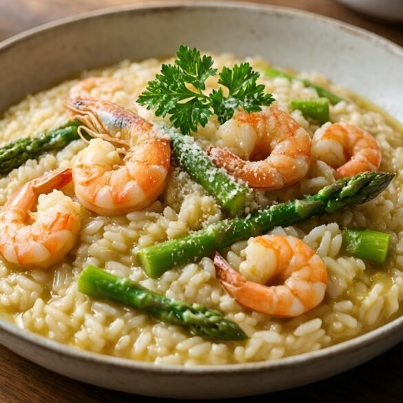 Creamy Garlic-Butter Shrimp and Asparagus Risotto