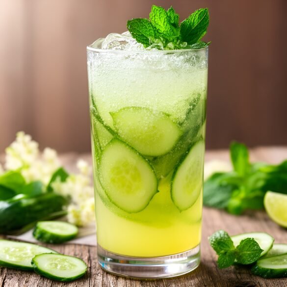 Crisp Cucumber-Lime Fizz with Elderflower Essence
