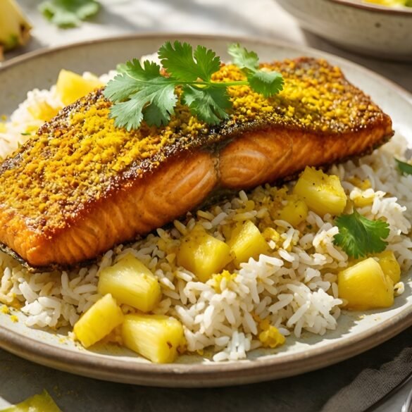Crispy Coconut-Curry Salmon with Pineapple Jasmine Rice