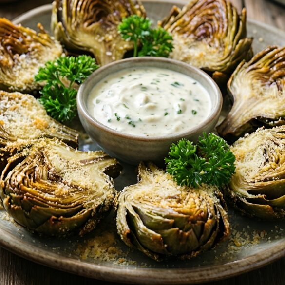 Crispy Parmesan Artichoke Hearts with Zesty Dip