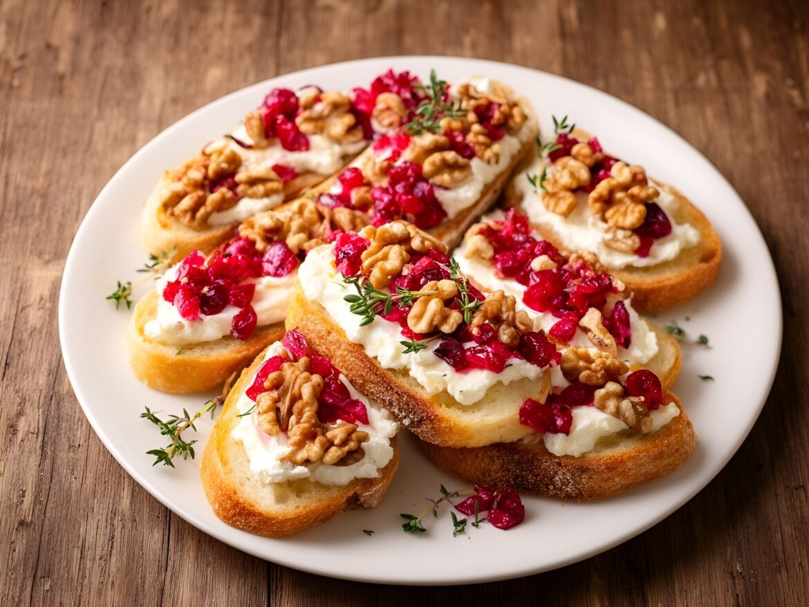 Crispy Walnut-Cranberry Goat Cheese Crostini Delight