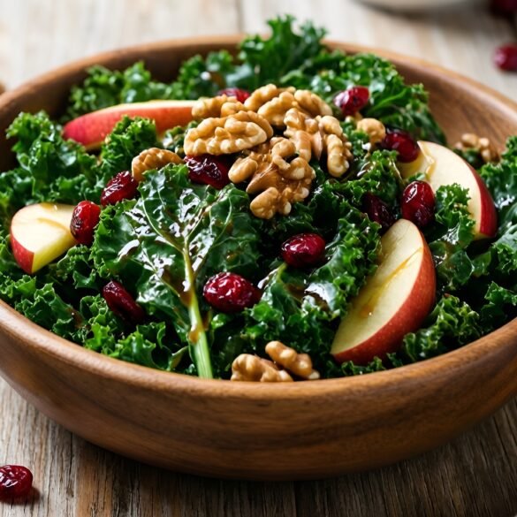 Crunchy Kale and Apple Salad with Walnut-Cranberry Vinaigrette