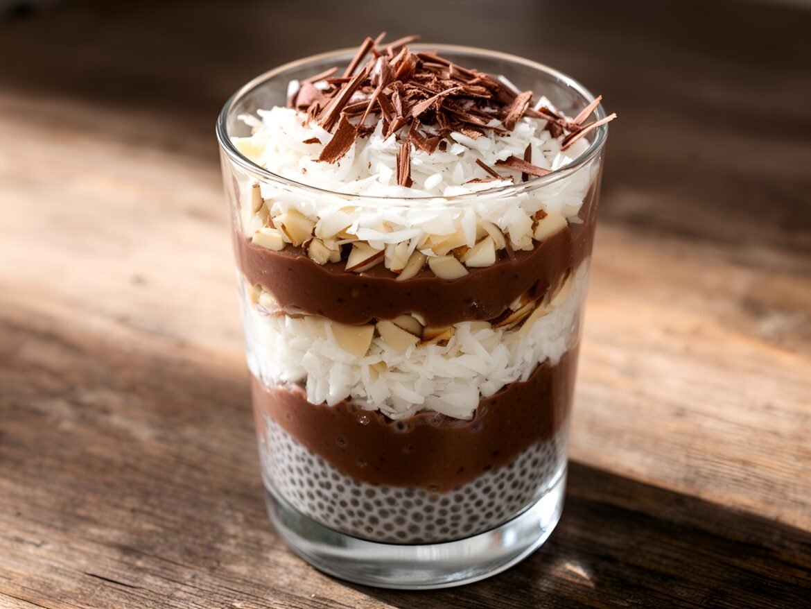 Decadent Almond Joy Chia Pudding Parfaits