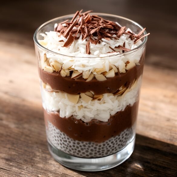 Decadent Almond Joy Chia Pudding Parfaits