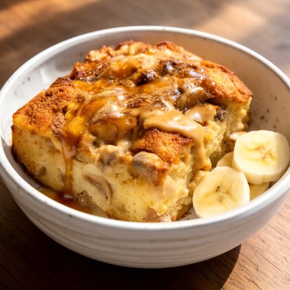 Decadent Maple Peanut Butter Banana Bread Pudding Delight