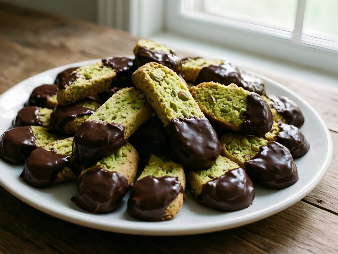 Delicious Chocolate-Dipped Pistachio Biscotti Bites