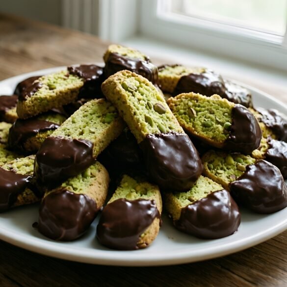 Delicious Chocolate-Dipped Pistachio Biscotti Bites