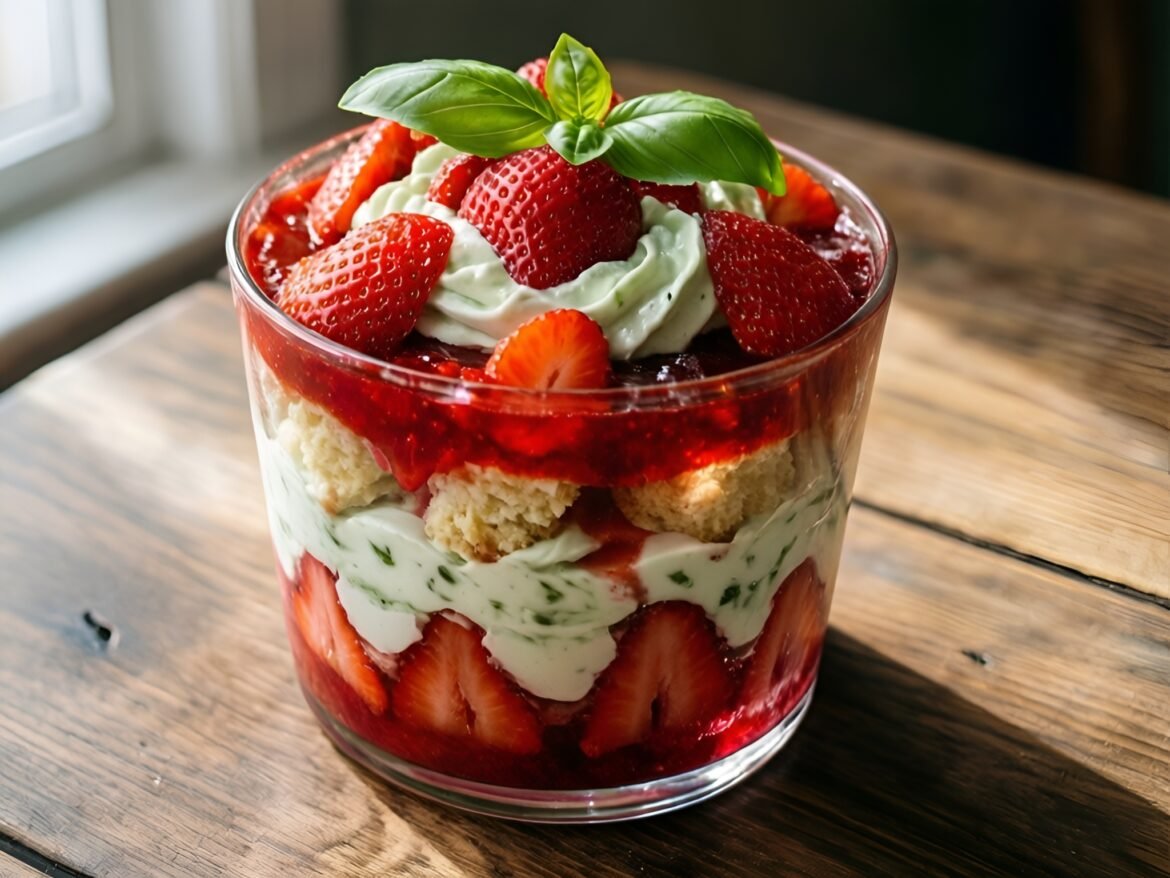 Fresh Strawberry Basil Shortcake Parfaits