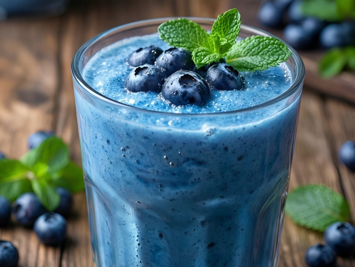 Frothy Blueberry-Mint Bliss Smoothie