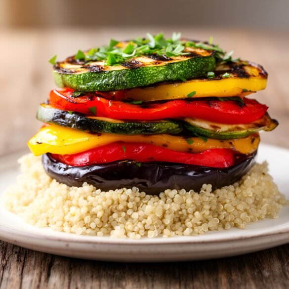 Garlic-Herb Infused Grilled Vegetable and Quinoa Stack