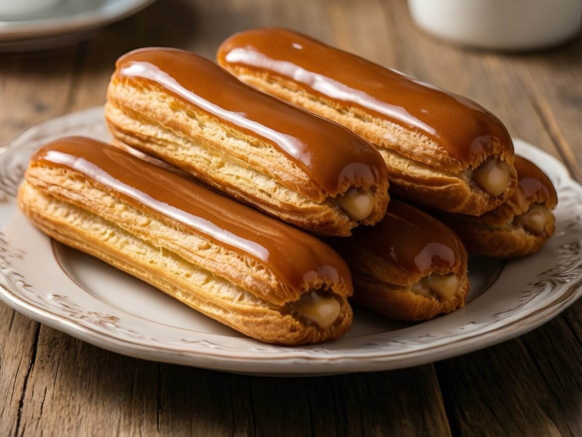 Gourmet Caramel Espresso Éclairs with Coffee Cream Filling