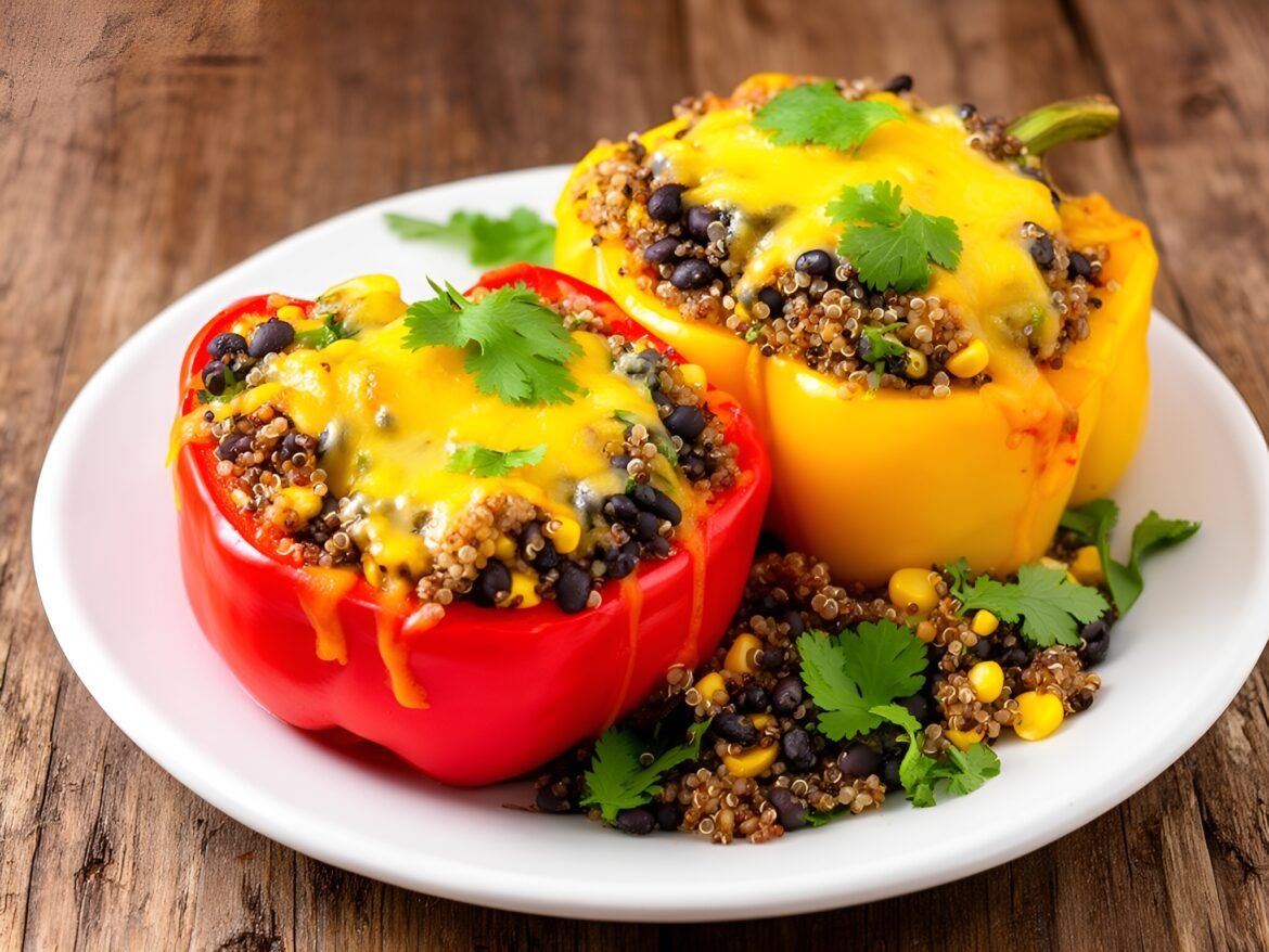 Hearty Quinoa and Black Bean Stuffed Bell Peppers