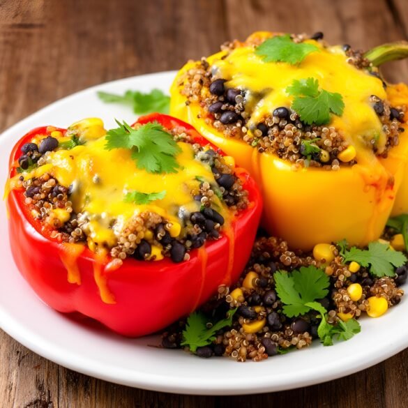 Hearty Quinoa and Black Bean Stuffed Bell Peppers