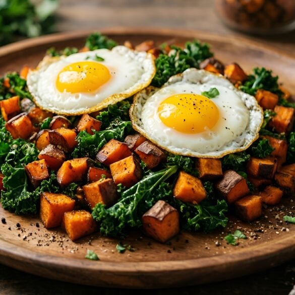 Hearty Savory Sweet Potato and Kale Breakfast Hash