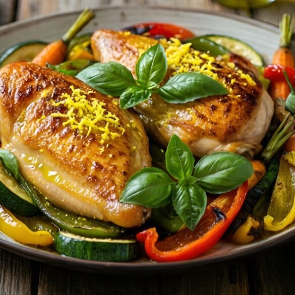 Herb-Infused Lemon-Basil Chicken Bake with Roasted Vegetables