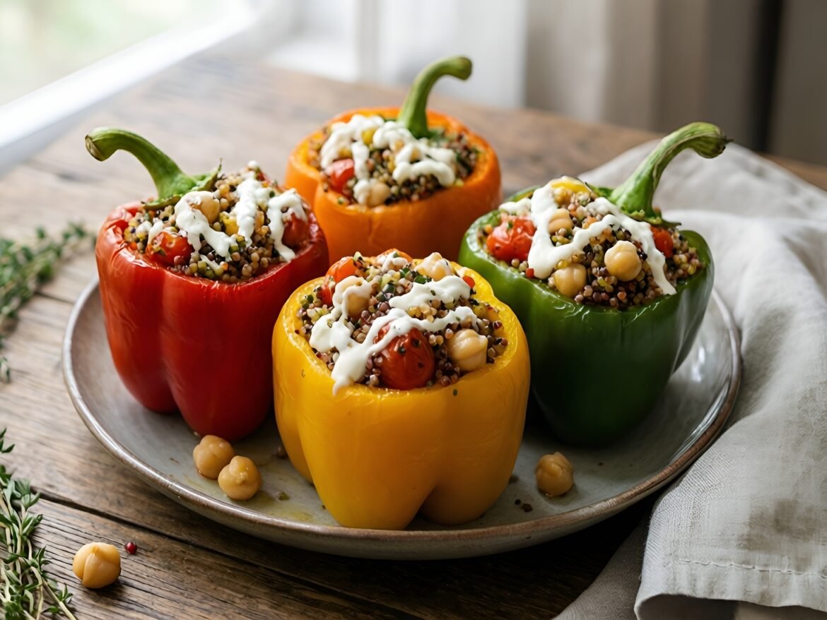Mediterranean Quinoa-Stuffed Bell Peppers with Feta Drizzle