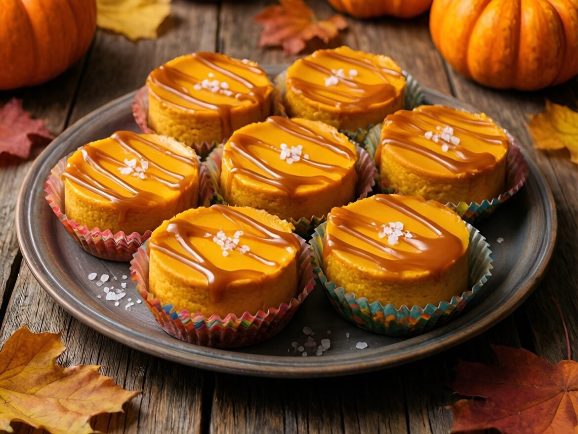 Mini Caramel Sea Salt Pumpkin Cheesecake Bites