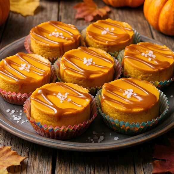 Mini Caramel Sea Salt Pumpkin Cheesecake Bites