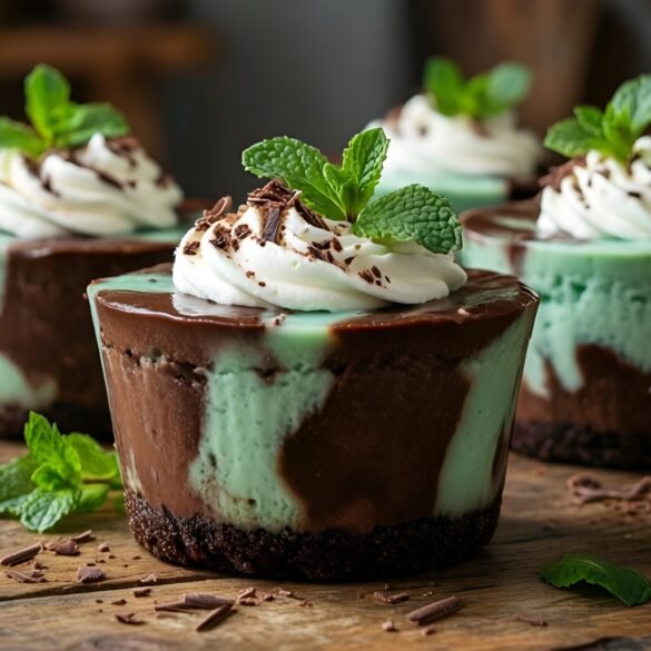 Minty Chocolate Swirl Cheesecake Cups
