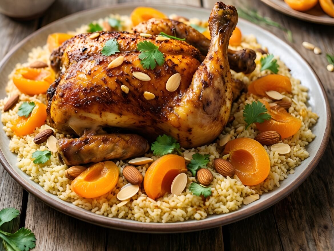 Moroccan Spiced Chicken with Apricot Couscous Bake