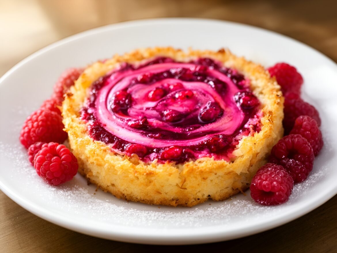 Raspberry Coconut Macaroon Tart with Swirls