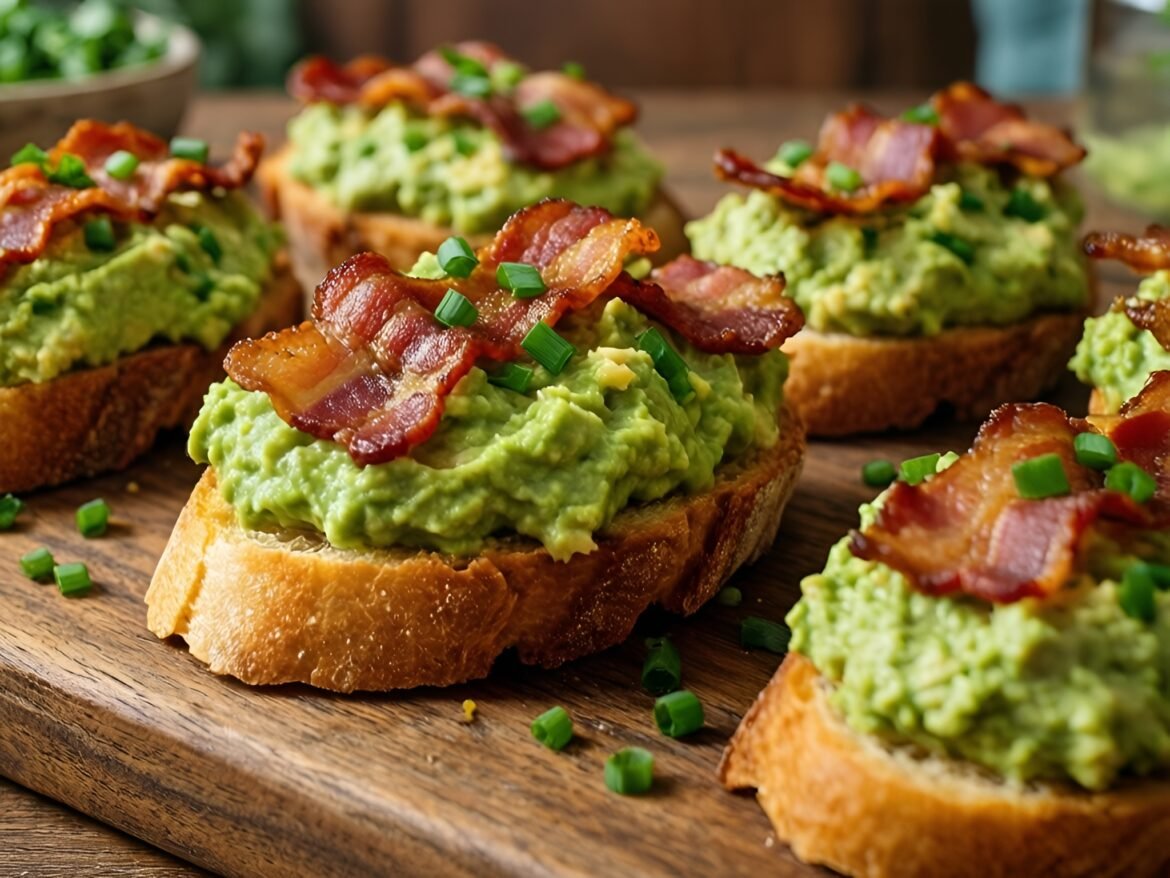 Savory Avocado Bacon Crostini with Creamy Spread