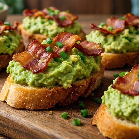 Savory Avocado Bacon Crostini with Creamy Spread