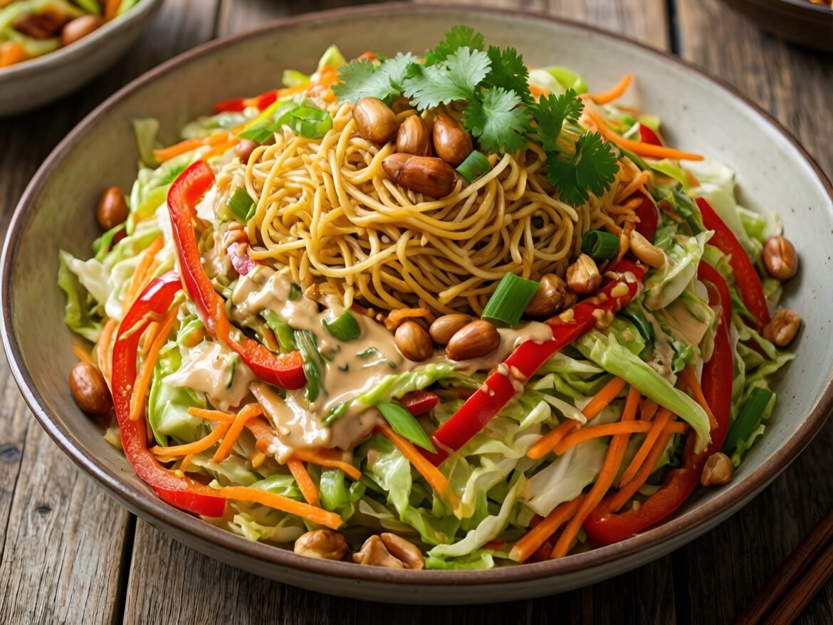 Savory Miso-Infused Asian Slaw with Crunchy Noodles