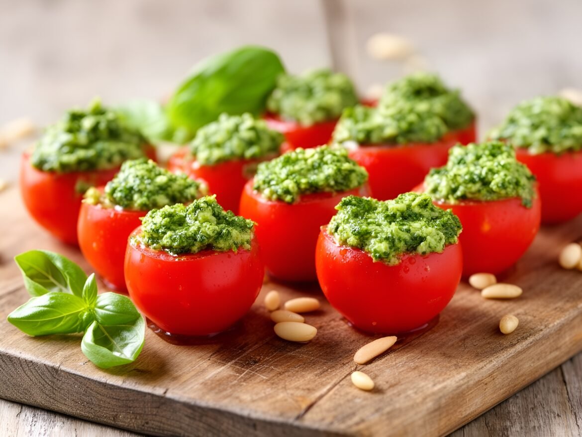 Savory Pesto-Stuffed Cherry Tomatoes