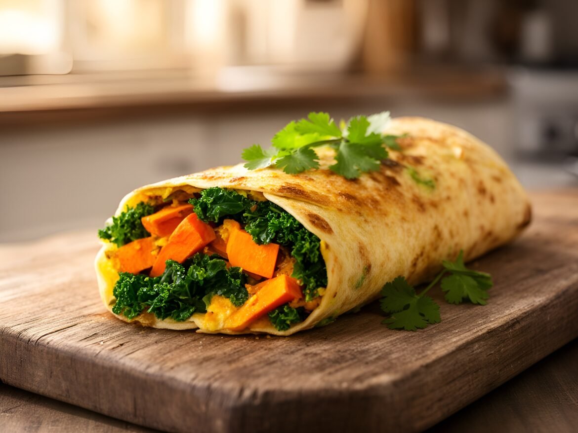 Savory Sweet Potato and Kale Breakfast Burritos