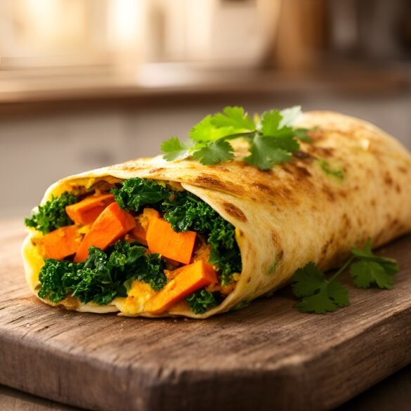 Savory Sweet Potato and Kale Breakfast Burritos
