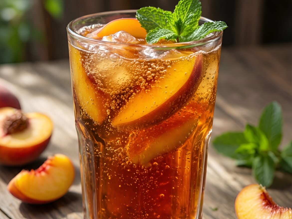 Spicy Ginger-Peach Iced Tea Fizz