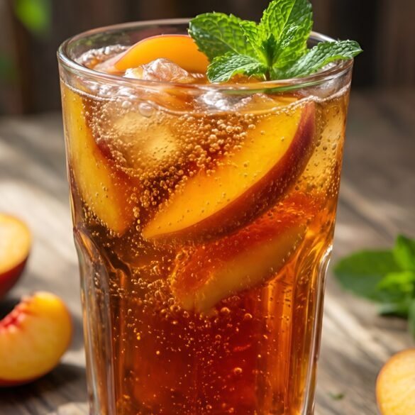 Spicy Ginger-Peach Iced Tea Fizz