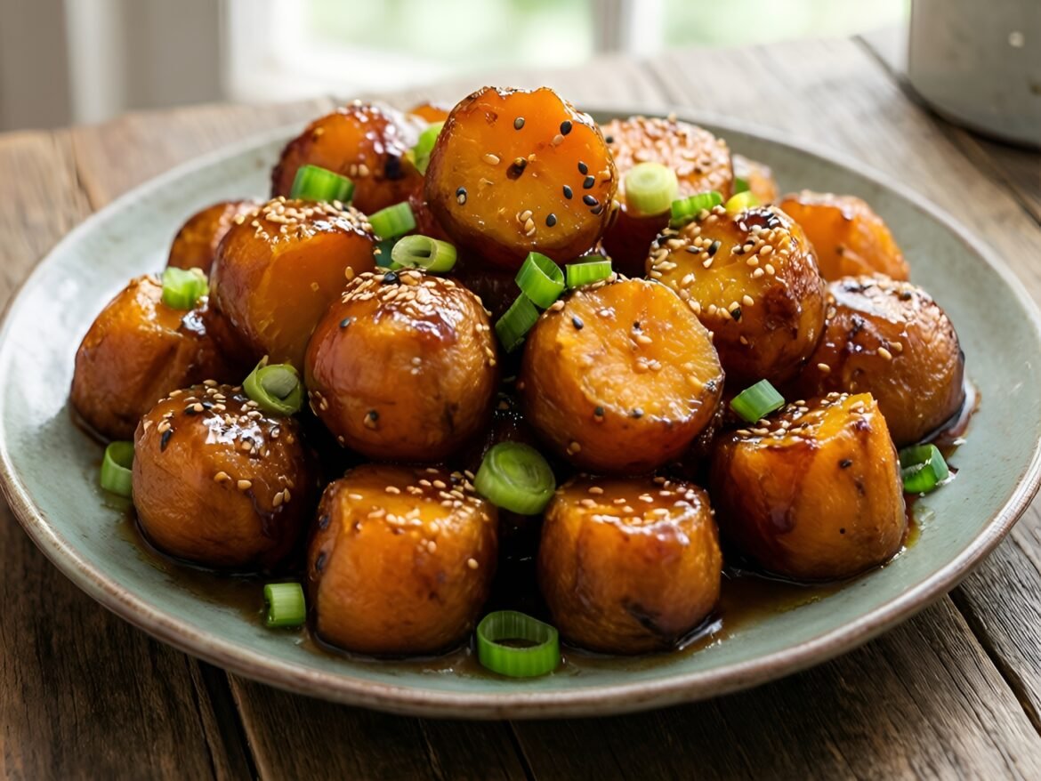 Tangy Apricot-Sesame Sweet Potato Bites